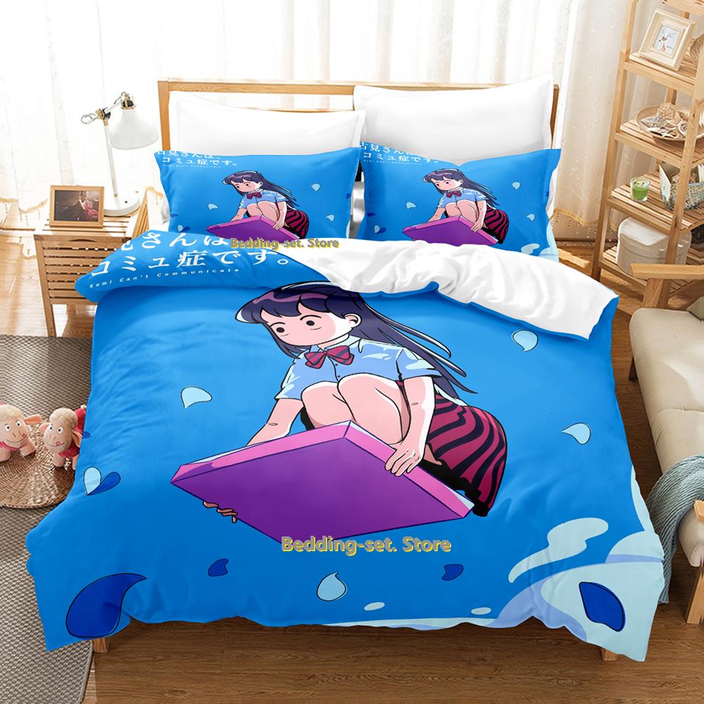 New Komi Can't Comunicate Beding Set Carton Anime thre-piece set Adult People Kid Bedrom durable Quality Duvetcover Sets 3D Kawai Young Girls bed