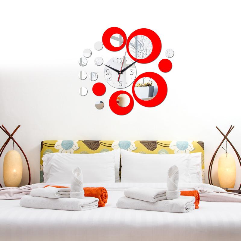 Explosive Circle Two-color Combination Acrylic Mirror Wall Sticker Wall Clock Mute Diy Decoration Wall Clock 3d