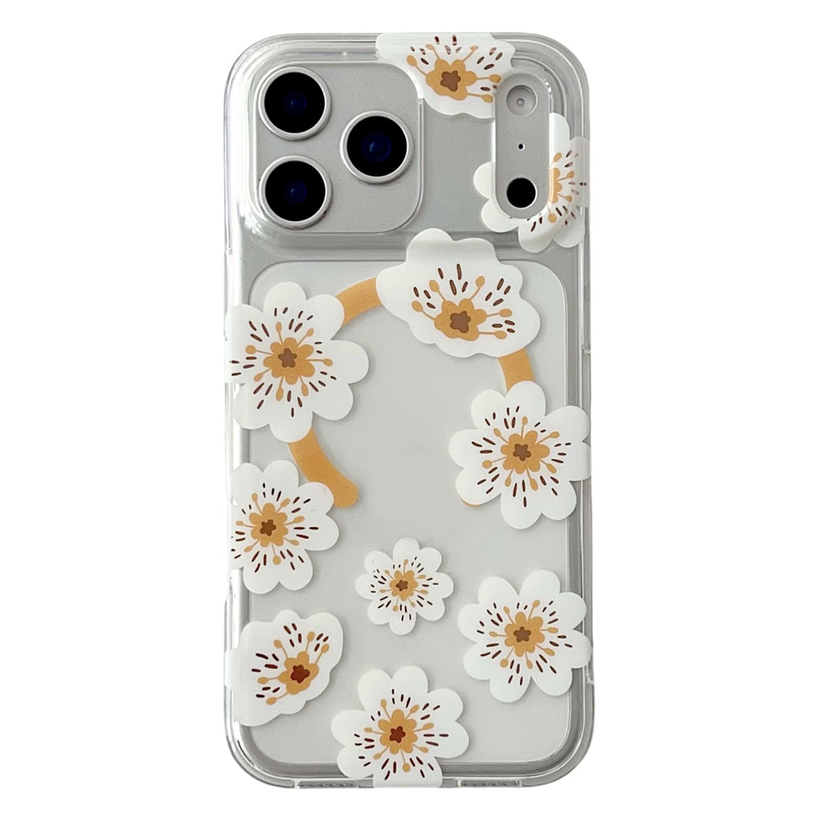 

For iPhone 17 Pro Magnetic Case Winter Sakura Pattern TPU PC Protective Phone Cover