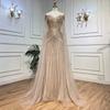 European and American nude elegant flying sleeves high-end atmospheric fishtail dress banquet host evening dress LA11011