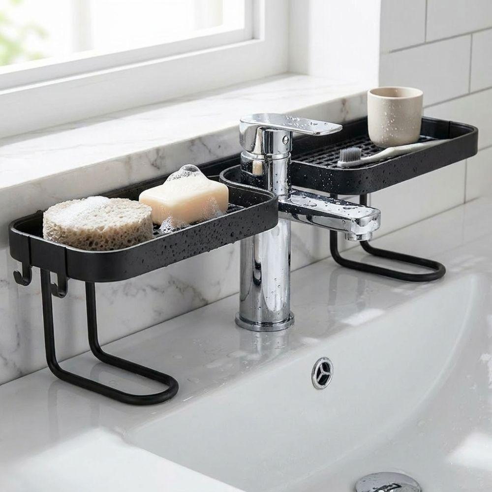 Mesh Bathroom Storage Rack Universal Counter Organizer Faucet Storage Shelf Shower