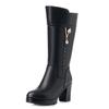 2025 Winter Women's High-Heeled Round Toe Martin Boots with Fleece – Stylish and Warm