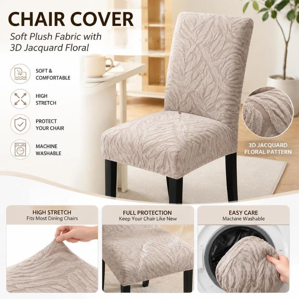 Jacquard Stretch Dining Chair Cover Woven Fabric Chair Slipcover Jacquard Chair Cover  Dining Room