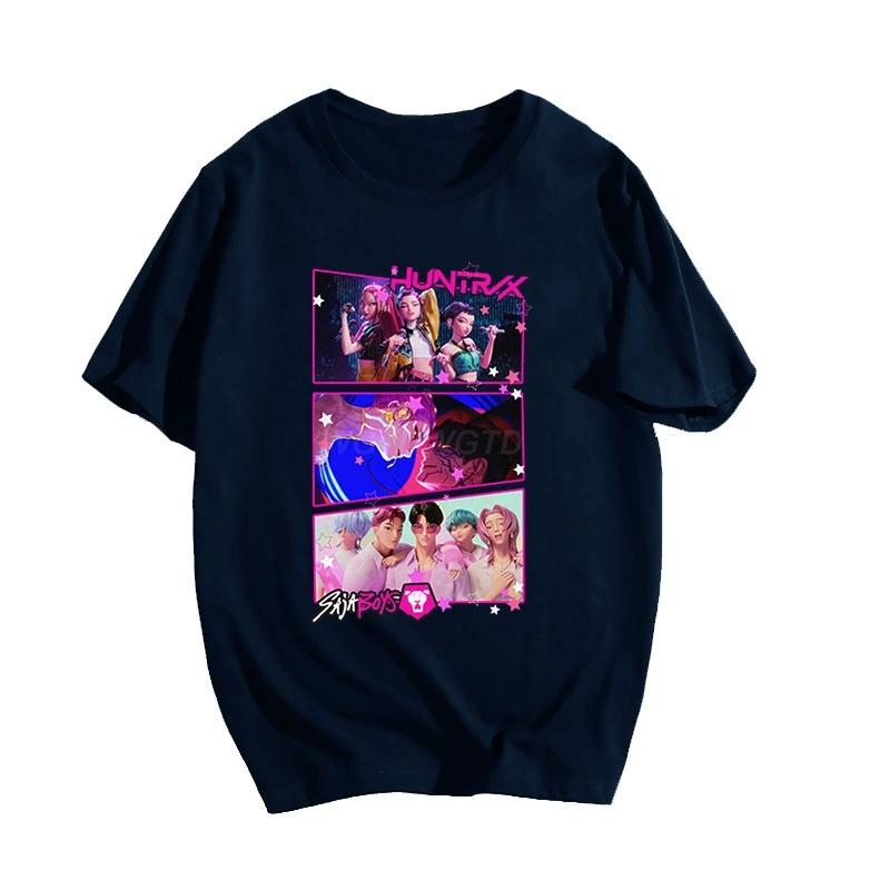 2025 Popular Anime KPop Demon Hunters Printed Casual Cute Fashion Loose, Comfortable, Breathable, Quick Drying T-shirt Top