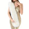 178*15cm Double-Sided Plush Women's Faux Fur Collar Scarf Wrap Winter Neck Warmer Collar Ladies White Scarf