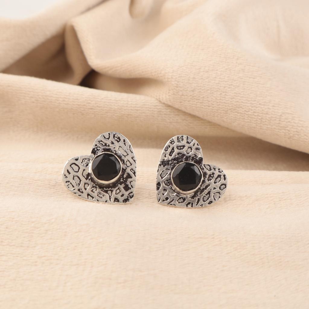 Black Onyx Stone 925 Sterling Silver Daughter Gift Stud Post Butterfly Earrings EE-143-16