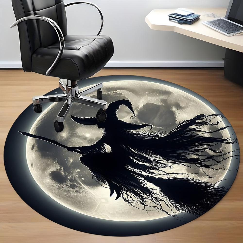 1pc Moon Witch Office Round Area Rug, Under Office Chairs Bedroom Living Room Home Decor, Room Deco, Available in Various Sizes