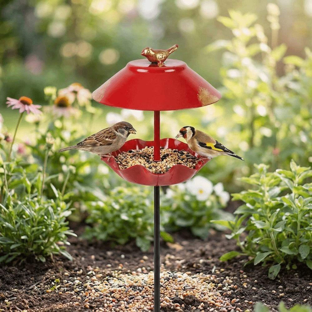 Wavy Curved Petal Bird Feeding Station Large Capacity Garden Bird Basin Garden Ornament