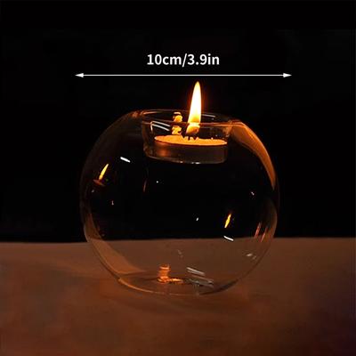 Candelabro de vidrio redondo, candelabro transparente, candelabro de cera de vidrio de estilo europeo, decoración de mesa para cena de boda, suministros para fiestas