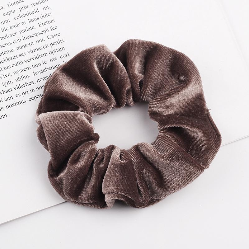 1 PC Velvet Scrunchies Rope For Women Girls Solid Hair Ties Big Ponytail Holders Headband Black Coffee Hair Band Accessories