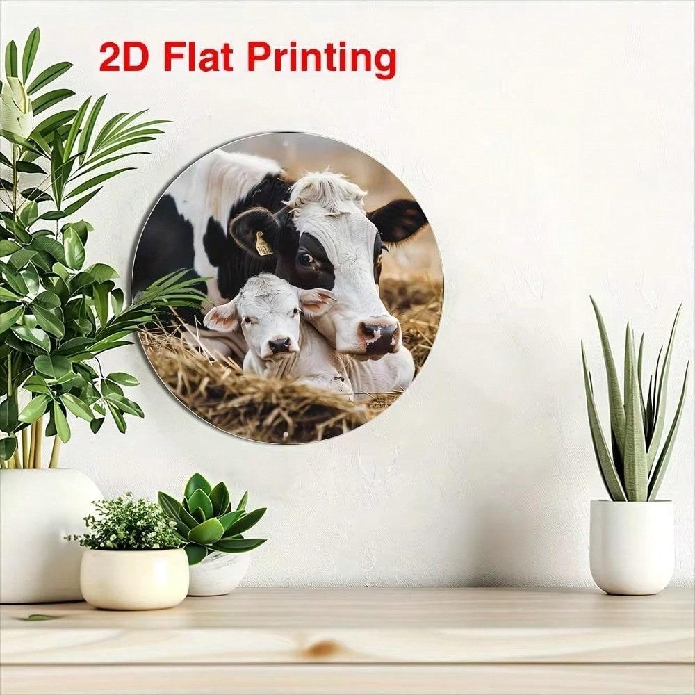 Vintage Cow Metal Wall Art, Farm Animal Home Decor, Funny Tin Sign for Living Room Bedroom Office, Barn House Gift