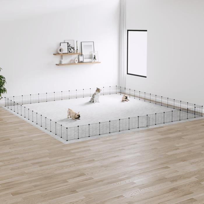 3114030 vidaXL Cage animaux de compagnie à 60 panneaux et porte Noir 35x35 cm