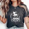 Cats Books T-Shirt, Cute Feline Lover Graphic Tee, Bookworm Cat Design, Cozy Pet Mom Apparel, Unique Cat Lover Gift, Trendy Kitty Shirt