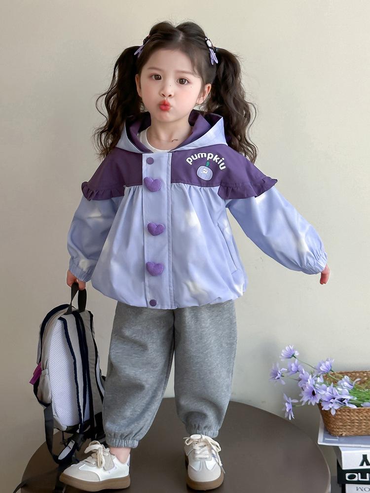 2025 Girls' Versatile Hooded Autumn Jacket - Baby Windbreaker