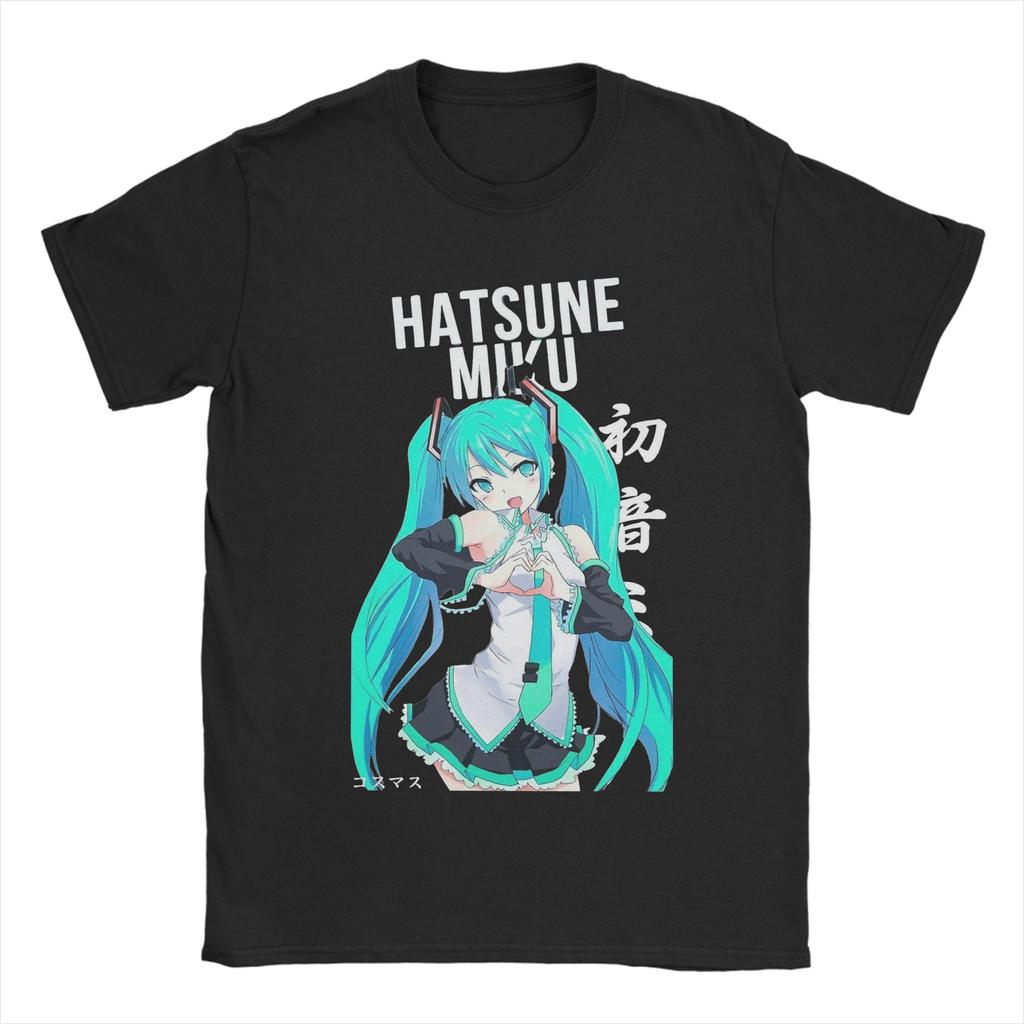 Men Women Hatsunes Mikus   Anime T Shirts  100% Cotton Tops Casual Short Sleeve Round Collar Tees Original T-Shirts