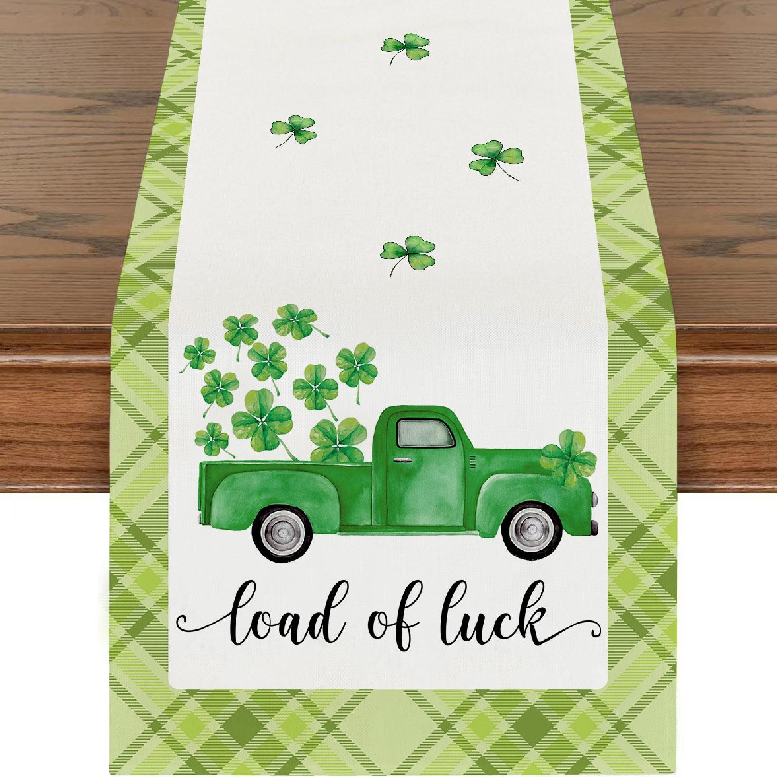 

Настольный бегун для украшения ко Дню Святого Патрика, ирландский чехол, весенне-зеленый, для дома, для отдыха, для кухни, центральный декор One Size