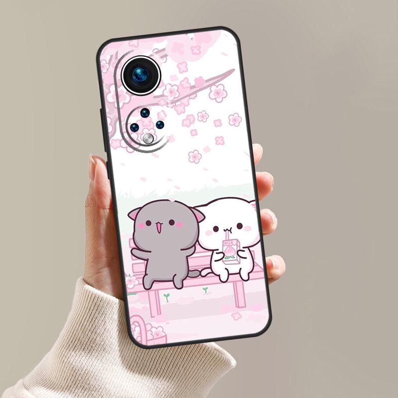 Cartoon Peach Mochi Cat Case For Honor 90 Lite 70 50 X9a X8a X7a X6a X7 X8 X9 9X 8X Magic 5 Pro Magic 5 Lite Cover