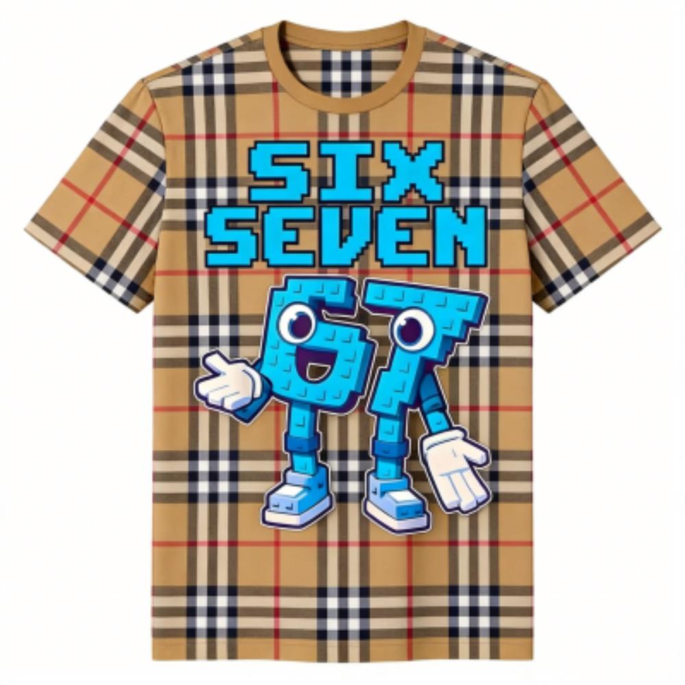 Modisches Herren-T-Shirt 67 Six Seven Blumenstreifen-Print Herren- und Damen-T-Shirts Top Sommer Kurzarm Rundhalsausschnitt Lässig Outdoor Herrenbekleidung