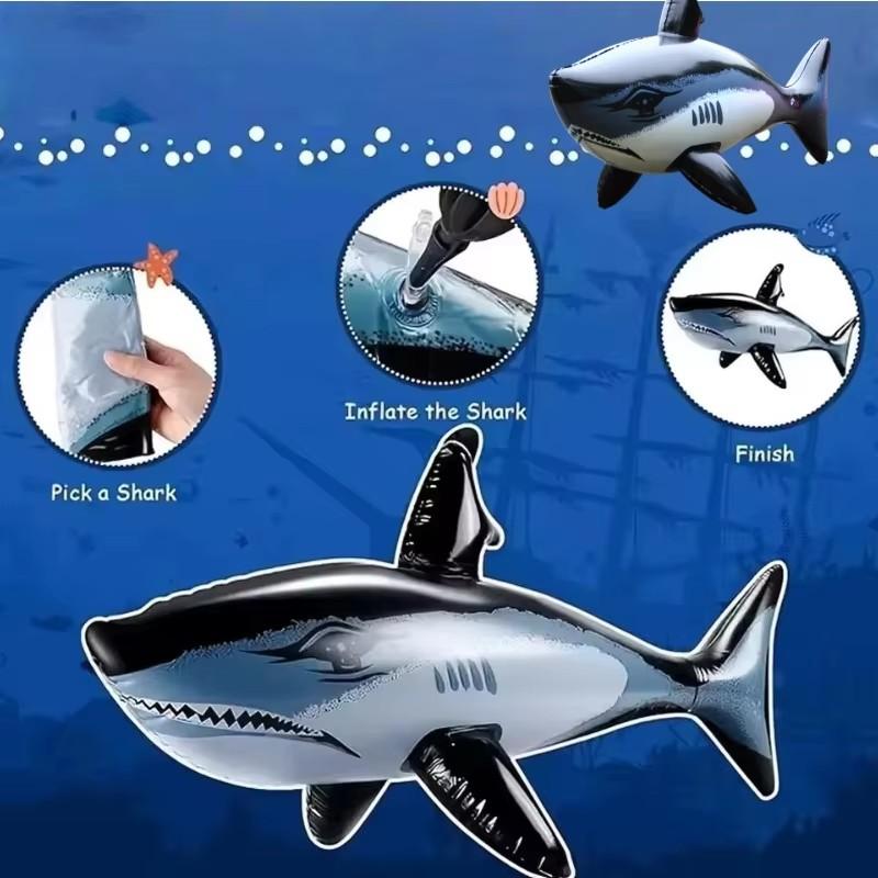 1PCS Inflatable Shark Float Toy Kids Adults Inflatable Water Swimming Pool Simulation Whale Fish Animals Toys Pool Gift  Fun Toy