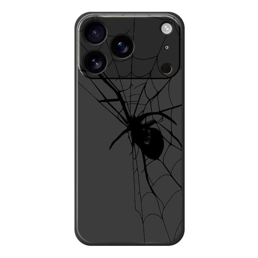 

For iPhone 17 Pro Max Case Spider Pattern Printing Straight Edge TPU Phone Back Cover Black
