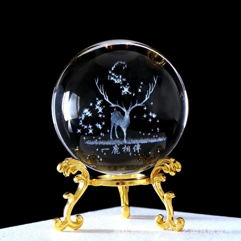 Creative Crystal Figurines Clear Orb Celestial Sphere Valentines Day Gift Graduation Keepsake Christmas Decorations Desk Accesso