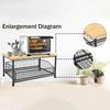 Space-Saving 2-Tier Pull-Out Rack | Printer/Microwave Stand with Storage Basket | For Kitchen, Living Room & Bedroom