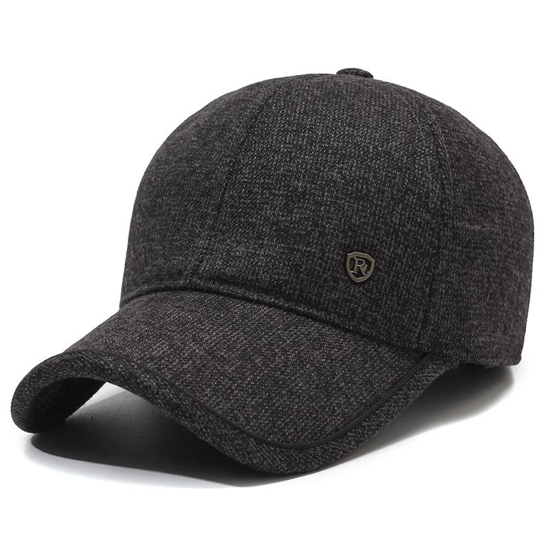 Autumn Winter Men's Ear Protection Cotton Cap Velvet Warm Baseball Cap Middle-aged And Elderly Outdoor Windproof Coldproof Cap
