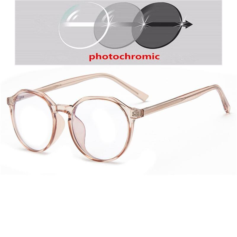 Blue Light Blocking TR90 Oval Nearsighted Glasses Transparent Gray Light-sensitive Diopter Glasses Prescription 0 -0.5 -0.75 To -6