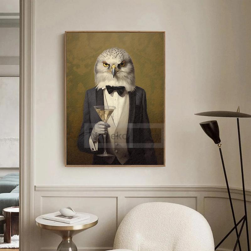 Vintage Animal Cocktail Poster Trendy Antique Prints Canvas Painting Funny Kitchen Wall Art Home Room Retro Bar Cart Decoration
