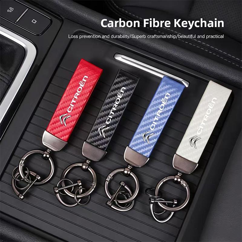 Car Badge Carbon Fiber Keychain Car Styling Custom Key Ring For Citroen Grand Picasso Jumper Cactus Saxo 2CV VTS DS3 DS4 DS5 RD3