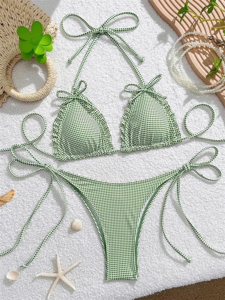 2026 Europäischer Karomuster Dreieck-Bikini - Sexy & Stilvolle Urlaubs-Bademode für Damen