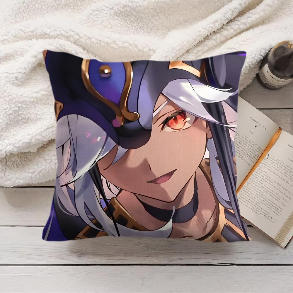 Cyno Genshin Impact Cute Cushion Cover Silky Short Plush Invisible Zipper Dustproof Sofa Pillow Case For Home Decor