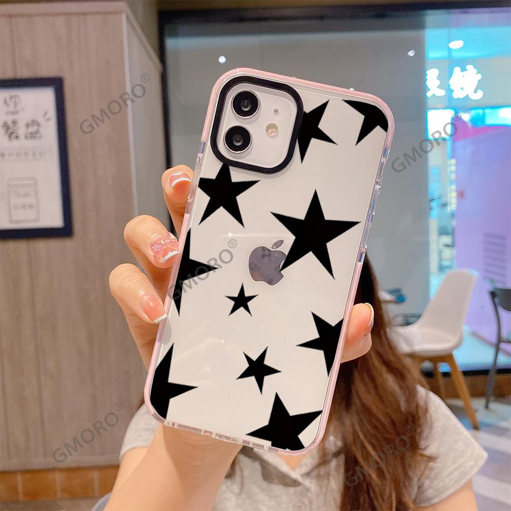 New Graffiti Stars for iPhone16 Premium Mobile Phone Case Apple 17Pro Transparent All-inclusive Soft Case