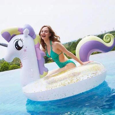 Unicorn Swimming Ring Swimming Float Water Boat Ring Inflatable Water Toys Party Decor