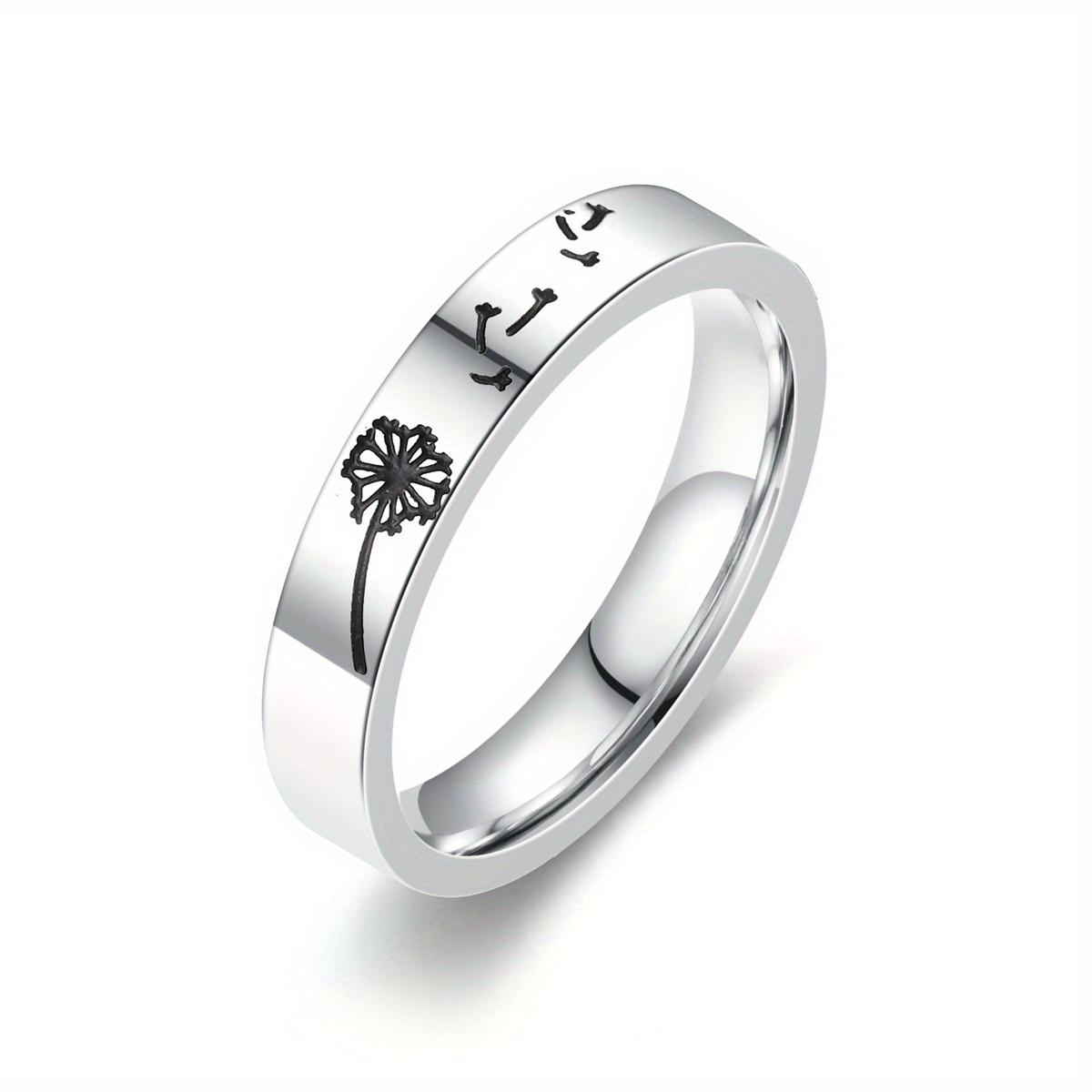 

1Pc Fashion Xinping Dandelion Pattern Titanium Steel Ring 6