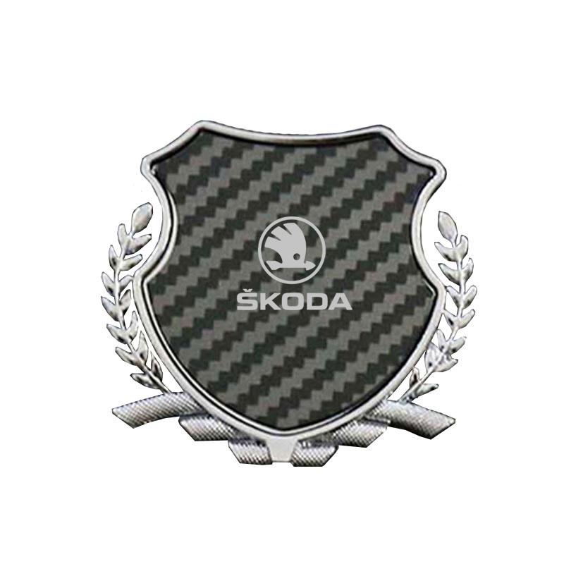 JKFB8 Zinc Alloy Car Logo Side Fender Emblem Body Window Badge for Skoda Superb Fabia Octavia Laura Rapid Yeti Karoq Kodiaq Scala
