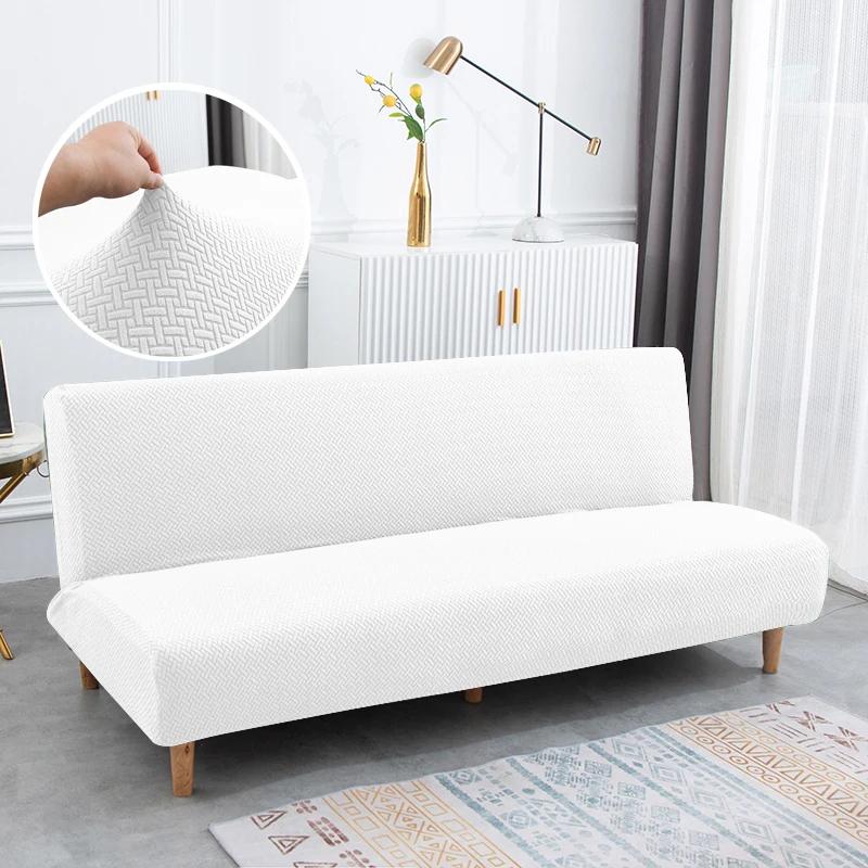 New Solid Color Sofa Bed Cover Elastic Armless Couch Cover Spandex Jacquard Non-slip Slipcovers Washable Sofa Protector For Home