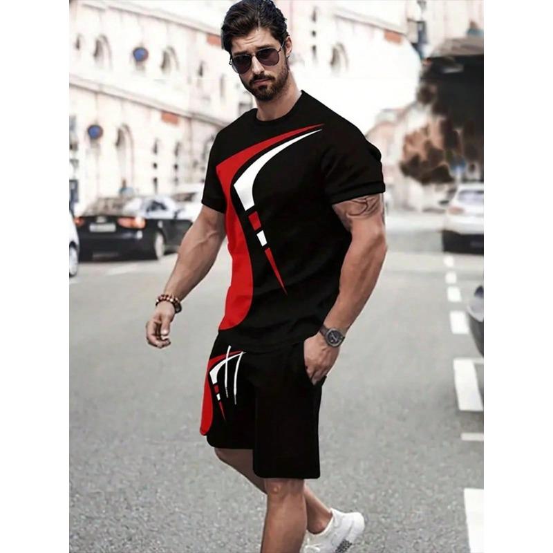 Tiger Print Men's T-shirt And Shorts Set Summer Street Fashion Men's Short-sleeved Top Everyday Casual Men's Sports Shorts