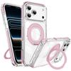 iPhone 17 Pro Max Magnetic Transparent Case with Two-Color Rotating Stand for Apple 16/15 Pro