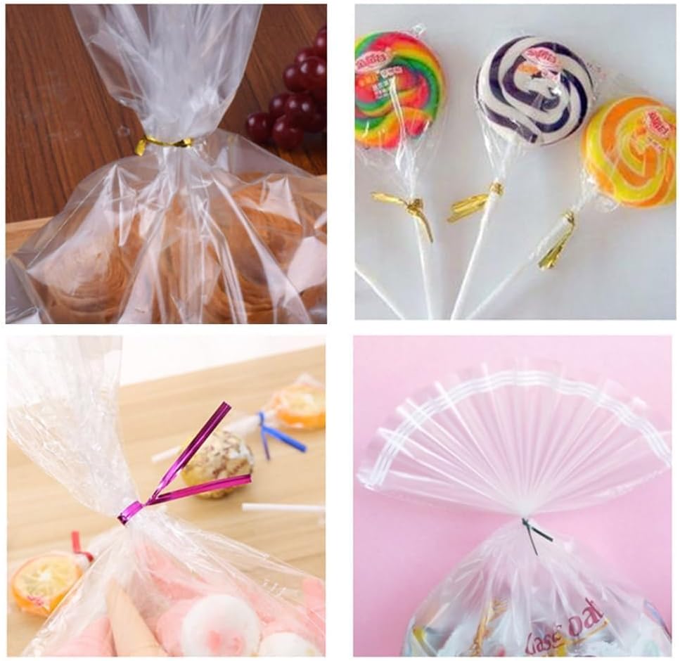 1200 Pcs Metallic Twist Ties 4x10cm Reusable Plastic Bag Closures for Pastry Candy Bread Snack Bags 6 Multi-Color Pack Colorful