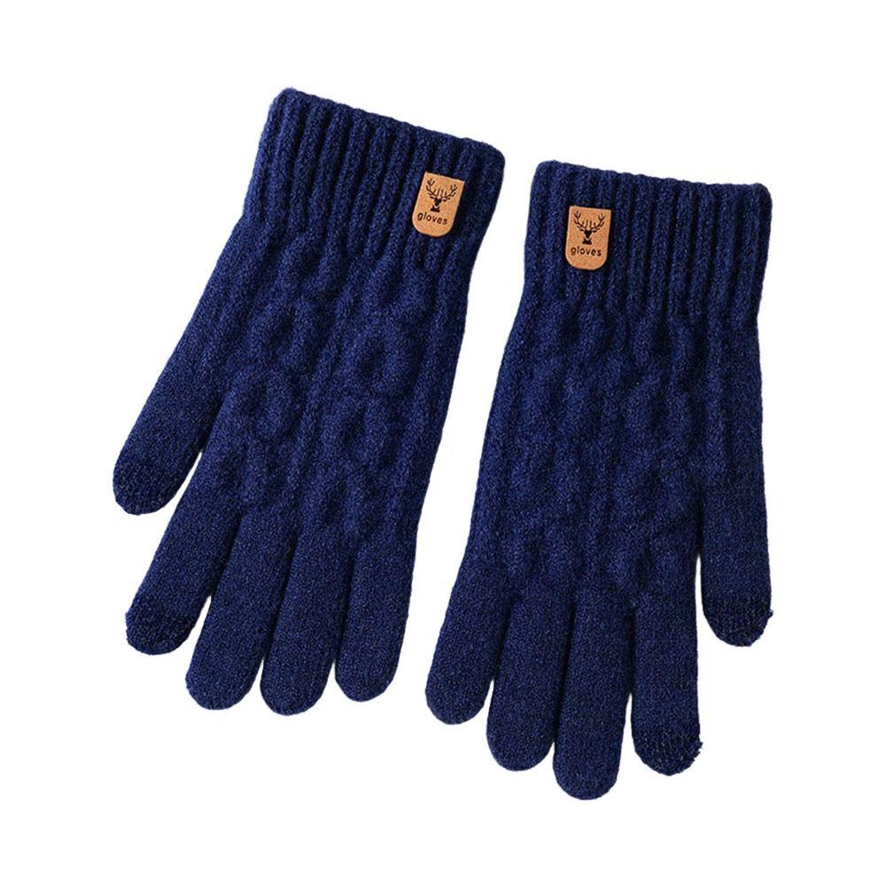 Thickened Winter Knitted Gloves Windproof Wool Gloves Fashion Touch Screen Gloves  for Men Women