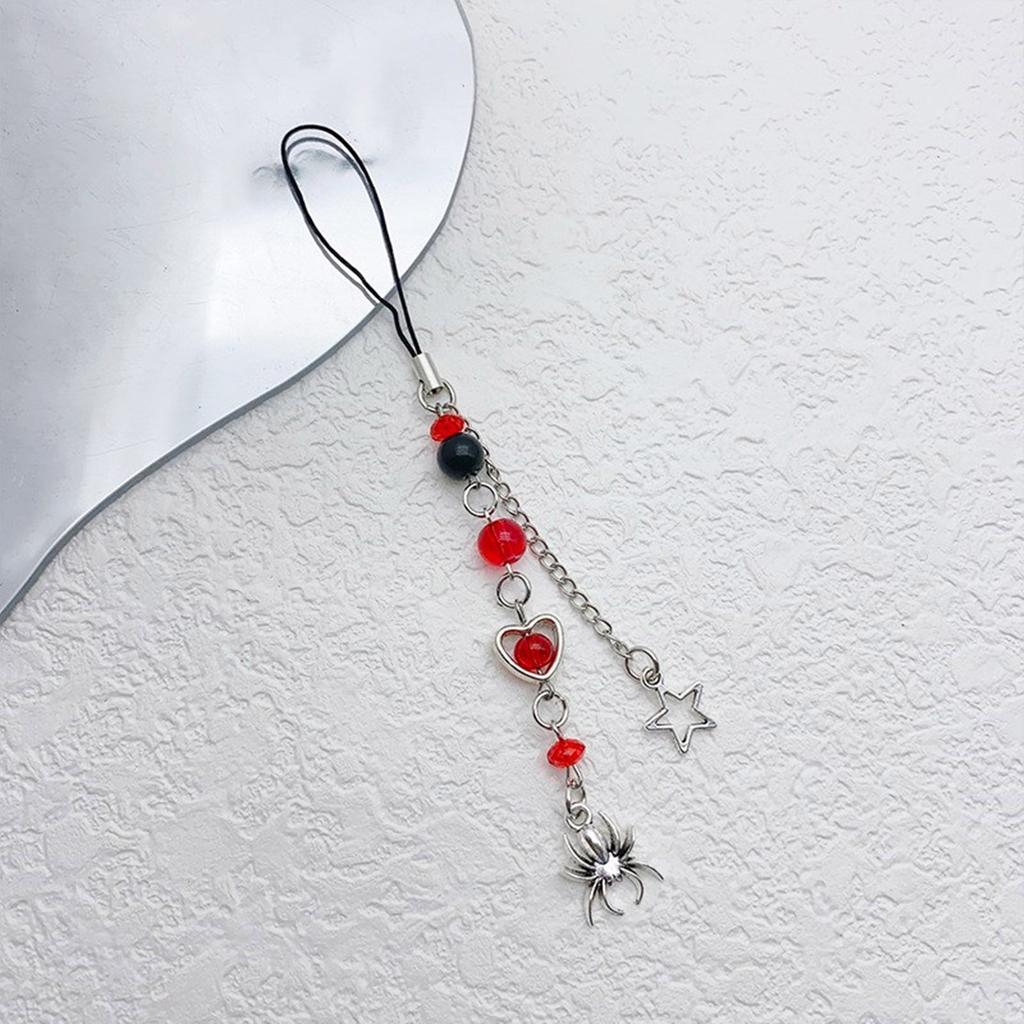 Zarter Spinnen-Handyanhänger Acrylperlen-Handykette Hängender Anhänger Riemen Taschen-Dekoration Lanyard Schlüsselanhänger-Zubehör