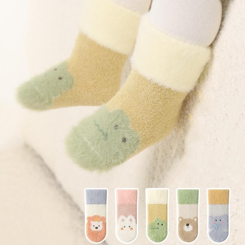 Winter Baby Plush Socks Thick Fleece Looped Floor Sock Cute Cartoon Newborn Warm Thermal Sock Indoor Children