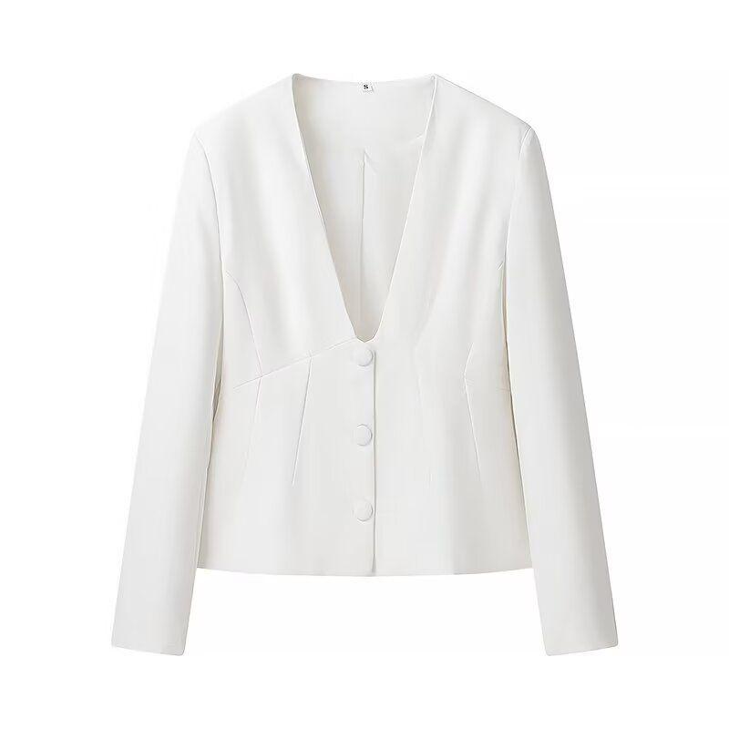 Kaslead New Arrival Women's Clothing Fashion Style Fashion Minimalist V-neck Suit Tops Casual Straight Pants Suit