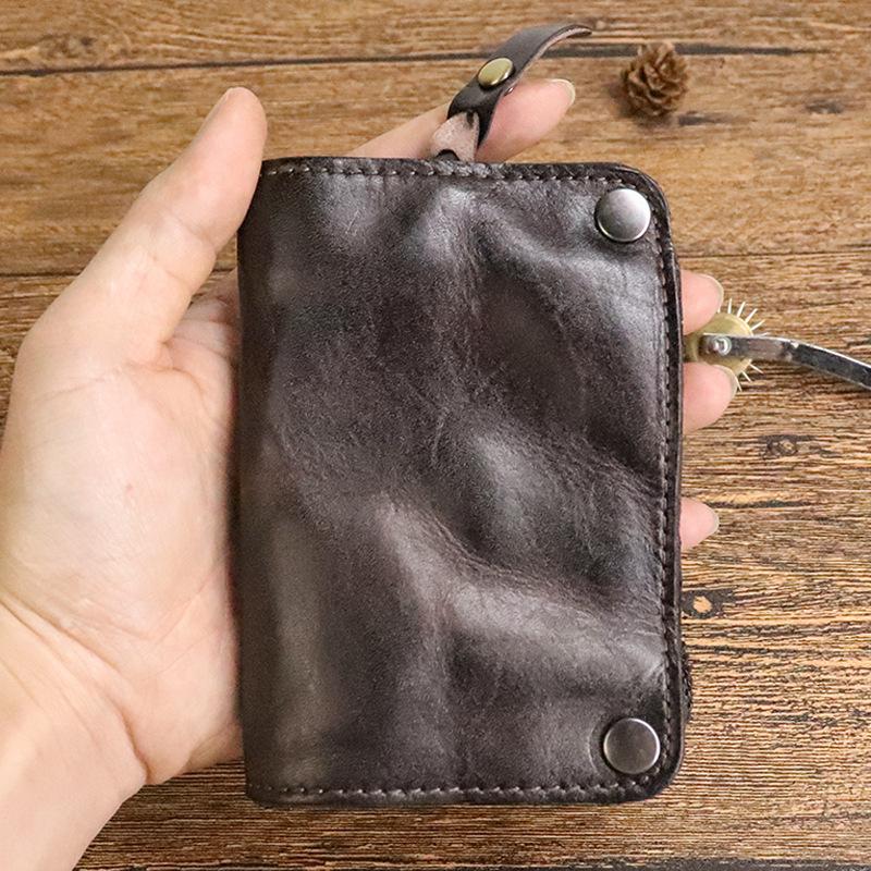 New Vegetable Tanned Leather Wallet, Men's Cowhide Multifunctional Three In One Card Bag, Key Bag