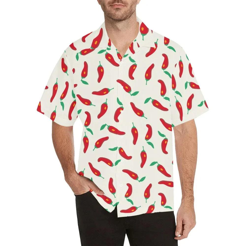Chili Hawaiian, Mexican Culture Summer Beach Shirt Pepper Food Tacos Aloha, Cino De Mayo Button Down Short Sleeve Hawaii Shirt