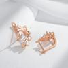 Classic Square Natural Zircon English Earrings For Women  Rose Gold Color Crystal Flower Daily Vintage Jewelry