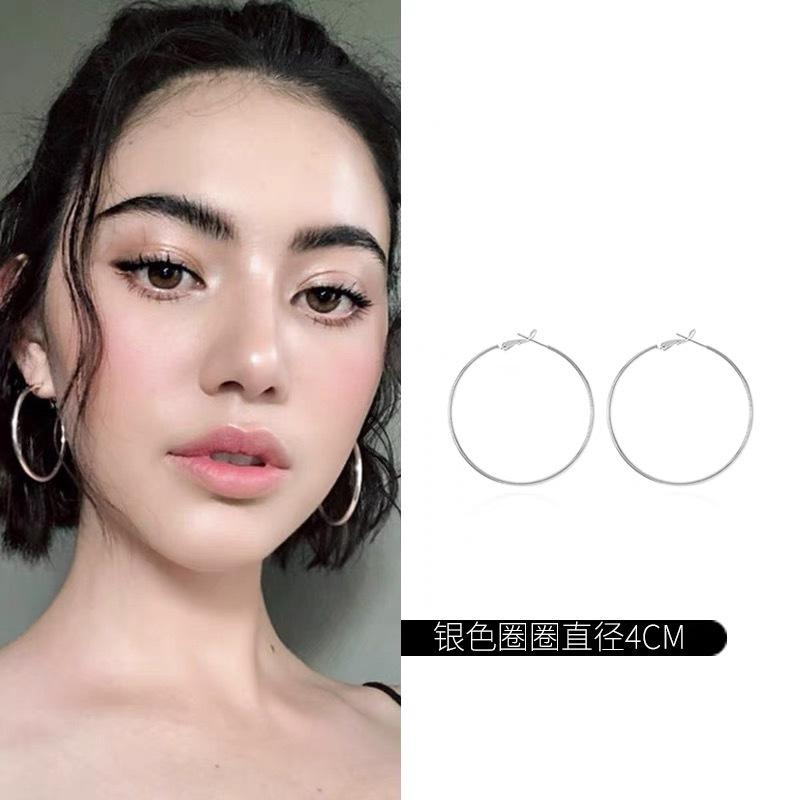 

Mobius Earrings Retro Hong Kong Style Women s Silver Large Hoops for Square Faces Exaggerated Earrings New Style High-end