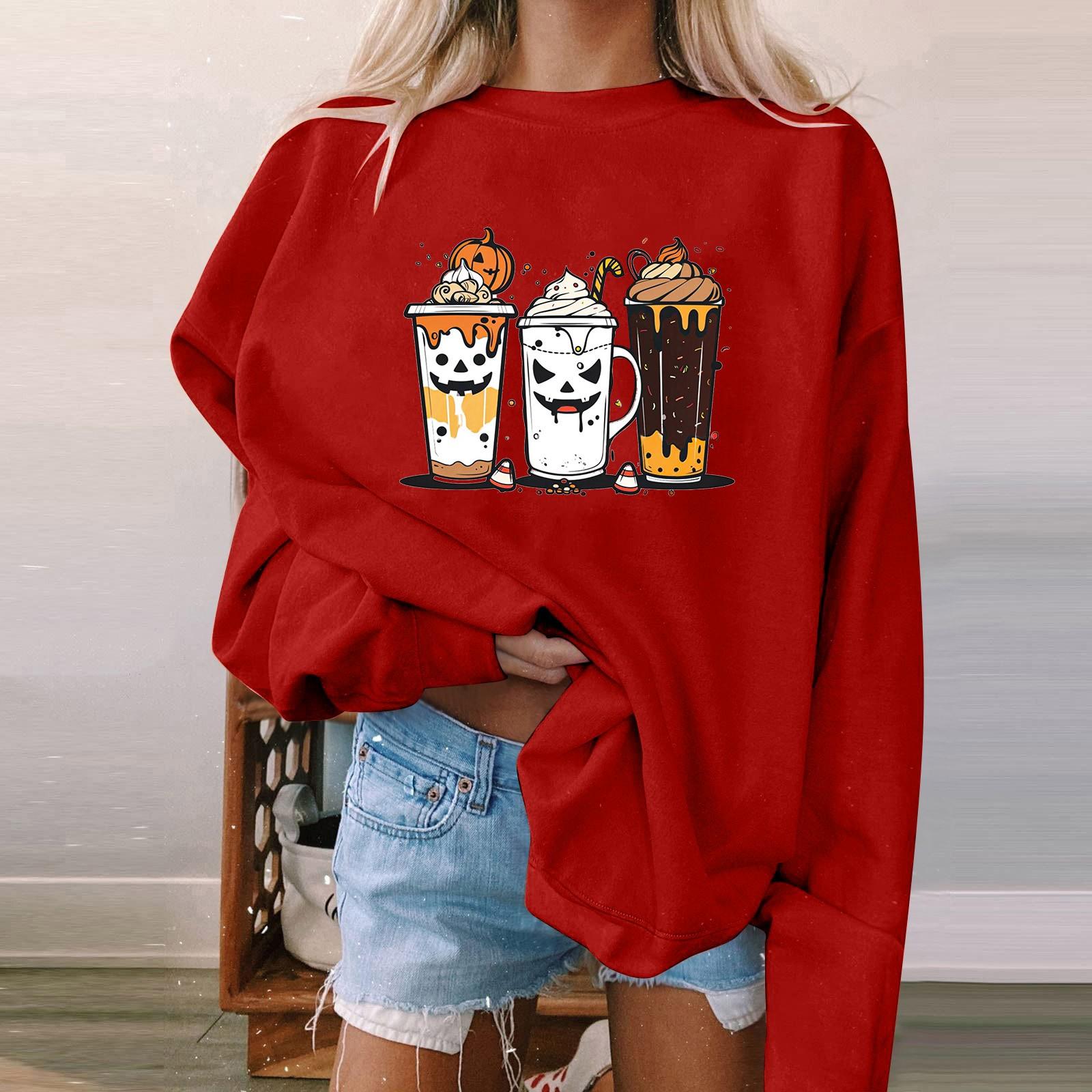 

Женская мода, повседневный пуловер с длинными рукавами и капюшоном, толстовка с принтом на Хэллоуин XL