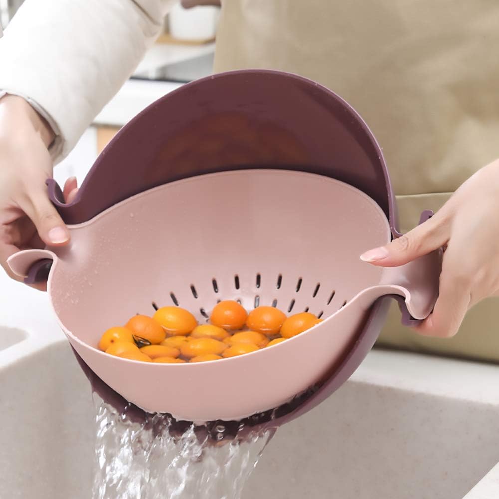 

Kitchen Food Strainerfor Spaghetti, Pasta, Double-Layer Separation Design Multifunction Kitchen Colander, Double Layered Rotatable Drain Basin and